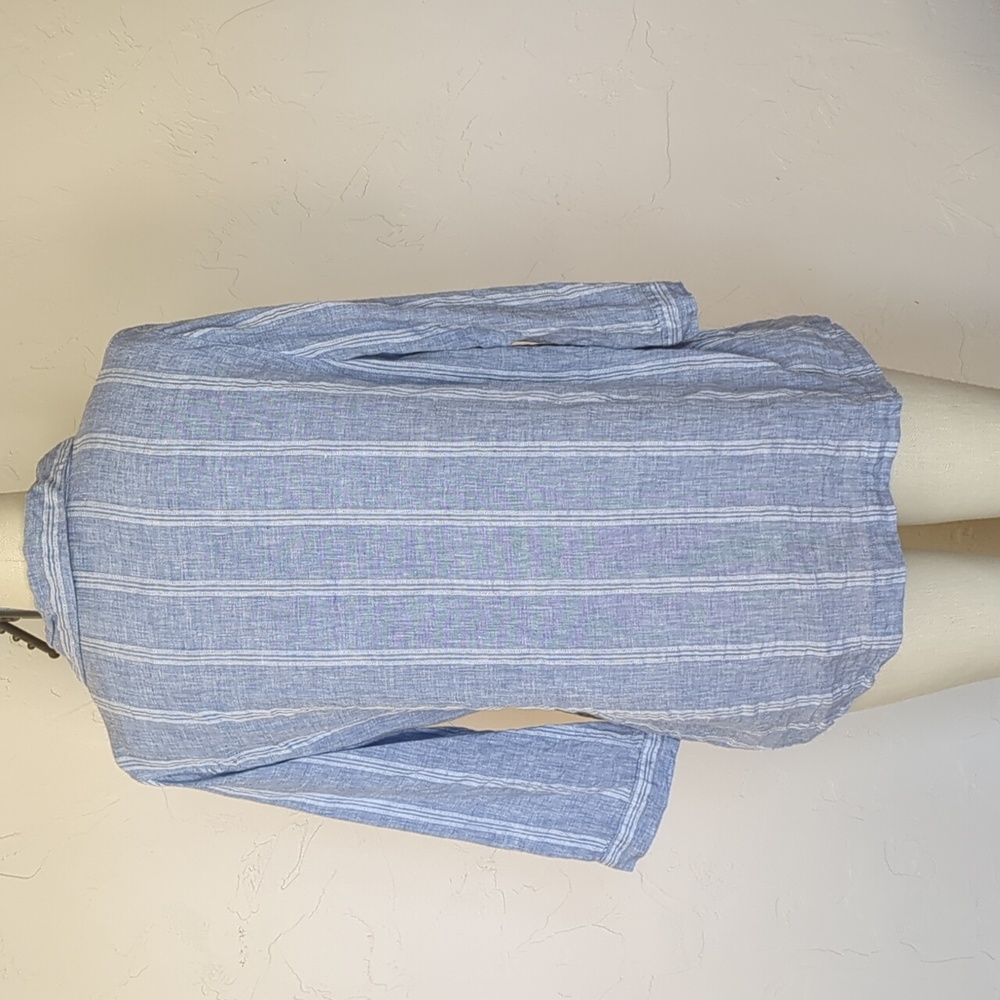 100% linen shirt, 3/4 length sleeves, Beachy,  Coastal Grandma - Picture 3 of 5